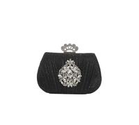 Women Rhinestone Evening Pleated Clutch Bridal Wedding Purse Crystal Handbag Elegant Crossbody Glitter Shoulder(Black)
