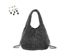 Women Rhinestone Evening Purse Small Clutch Bucket Bag Sparkly Crystal Shoulder Handbag Bag for Wedding Party Trendy Party Accessory