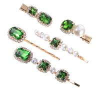 Women Rhinestone Hair Barrette 5pcs Alloy Pearl Clip Set
