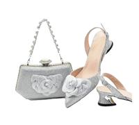 Women Rhinestone Pumps Women Shoes Shoe And Bag Set For Nigeria Party Italy Shoes And Bag Set Silver 10