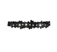 Women Rhinestone Sequins Shiny Elastic Waist Belt Stretchy Dress Belts Bling Belt Formal Bridal Wedding Crystal Belts(black)
