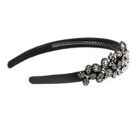 Women Rhinestone Wide Headband Black Fashion Hair Accessory | Everyday Use and Parties, Plastic Fabric Build, Keeps Hair in Place, Comfortable Fit for Women