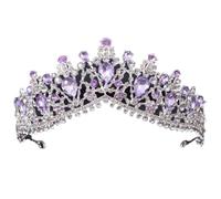 Women Rhinestoness Prom Vintage Party Crowns Bridal Wedding Elegant Accessories Crown Purple