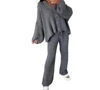Women Ribbed Tracksuits Womens Knitted Loungewear Sets Ladies Plain Chunky 4 Button Casual Winter Warm Oversized Baggy Loose Fit Ladies 2 Piece Track_suit UK 8-39