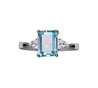 Women Ring 925 Sterling Rainbow Engagement Wedding Rings 3 Colors Girl Jewelry (Light Blue, 5)
