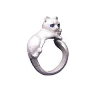 Women Ring Adjustable Cat Lazy Cat Ring Jewelry, Fashion Open Cute Cat Animal Statement Ring, Personalized Animal Ring Simple Cat Jewelry Valentine's Day Christmas Gifts for Women GF Wife