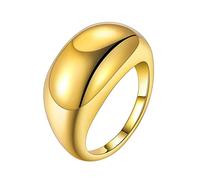 Women Ring for Mother Days Easter Chunky Dome Statement Rings Gold Plated Stackable Thick Band Rings For Women Finger Minimalist Jewelry Size 5 12 Self Love Ring (Gold, 7)