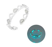 Women Ring for Mother Days Easter Ring Ring Adjustable Silver Rings Heart Open For Women Heart Fluorescence Jewelry Ring Rings Dot Ring (Light blue, One Size)