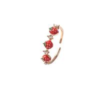 Women Ring for Ramadan Days Easter Creative Fashion Cute Strawberry Ring Plating Alloy Diamond Ring Personality Sweet Tail Opening Ladies Ring Teen Jewelry for Girls Ages 14-18 (Rose Gold, One Size)