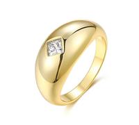 Women Ring, Gold Engagement Rings for Women Polished Ring with 4X4mm Square Moissanite 0.3ct 14K Yellow Gold Size T 1/2