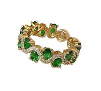 Women Ring Opening Adjustable Ergonomic Curved Inner Wall Design Ring Micro Pave Side Stones Jewelry Gift