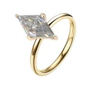 Women Rings Engagement, Promise Ring Band 9K Yellow Gold Polished with Rhombus Moissanite 2Ct Size Q 1/2