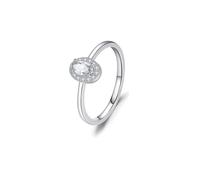 Women Rings Fashion, Pretty Rings Oval with Moissanite 9K White Gold Size R 1/2 Gifts for Woman Unique