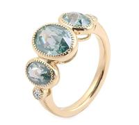 Women Rings Fashion, The Promise Ring 9K Yellow Gold with Oval Shape Blue Green Moissanite Size J 1/2