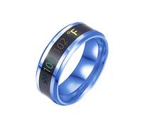 Women Rings for Mother's Days Easter Temperature Titanium Steel Titanium Color Smart Temperature Ring Change Temperature Display Body Steel Ring Rings Anxiety Ring for Women Size 12 (Blue, 11)