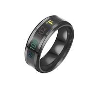 Women Rings for Mother's Days Easter Temperature Titanium Steel Titanium Color Smart Temperature Ring Change Temperature Display Body Steel Ring Rings Anxiety Ring for Women Size 12 (Black, 12)