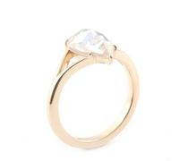 Women Rings Set, Matching Promise Rings 18.1K Yellow Gold with 1Ct Pear Shape Moissanite Size L 1/2