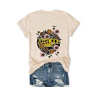 Women Rock Band T Shirts Vintage Country Music Graphic Tees Summer Casual Short Sleeve Concert Shirt Tops (Beige,M), Beige