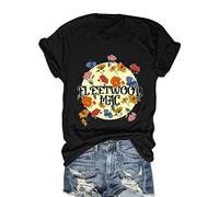 Women Rock Band T Shirts Vintage Rock Music Graphic Tees Summer Casual Short Sleeve Concert Shirt Tops, Black-1, M