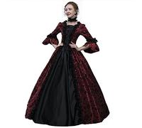 Women Rococo 18th Century Ball Gowns Renaissance Gothic Victorian Dresses Masquerade Vampire Costume, Wine Red, S( Chest:33''-36.2'' Waist:25''-28'')