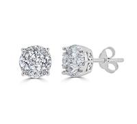 Women Round Diamond Stud Earrings Set In 925 Sterling Silver | Natural or Lab Grown | 14K Gold Bezel | White Yellow or Rose | Independent Lab Certified | Hypoallergenic, 0.25 Carats TW, Diamond,