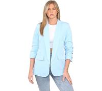 Women Ruched Sleeve Fully Lined Blazer Plain Open Collared Casual Jacket Top Ladies Ladies Open Front Ruched Sleeve Casual Office Work Blazer Jacket UK Size 8-20 write title