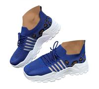 Women Running Shoes Leopard Print Trainers Orthopedic Trainers for Women Walking Shoes Lace up Mesh Casual Sneakers Running Tennis Shoe Comfort Breathable Workout Fashion Planta Jogging Shoe Blue