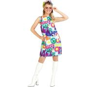 Women`s 1970s Hippie Costume S - L Ladies Groovy Chick 60s Hippy Fancy Dress