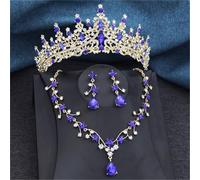 Women’S 3-Piece Princess Jewelry Set In Multiple Colors With A Crystal Tiara Crown Necklace And Earrings For Brides And Prom
