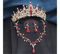 Women’S 3-Piece Princess Jewelry Set In Multiple Colors With A Crystal Tiara Crown Necklace And Earrings For Brides And Prom