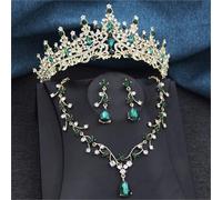 Women’S 3-Piece Princess Jewelry Set In Multiple Colors With A Crystal Tiara Crown Necklace And Earrings For Brides And Prom
