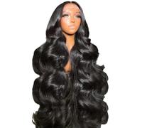 Women’S 36 Inch Reddish Brown Body Wave Human Hair Lace Front Wig 13x6 HD For A Bold Wig