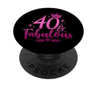 Women’s 40 and Fabulous Pink Crown Birthday Celebration PopSockets Adhesive PopGrip