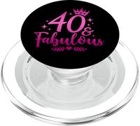 Women’s 40 and Fabulous Pink Crown Birthday Celebration PopSockets PopGrip for MagSafe