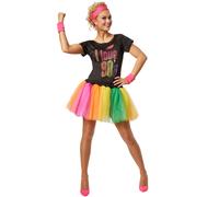Women’s 80s Pop Star Costume 1980s 1980 Neon Tutu Tulle Skirt Disco Fancy Dress