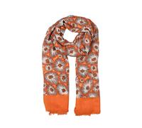 Women’s Abstract Circle Print Lightweight Scarf with Block Colour Ends