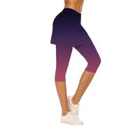 Women’s Active Skort Yoga Trousers, Compression High Waisted Capri Leggings with Skirt Overlay for Cycling, Pilates & Leisure Pink