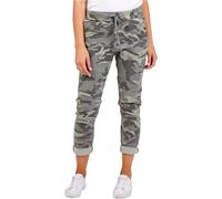 Women’s Army Trousers Italian Camouflage Print Ladies Pants High Waist Magic Trousers Casual Stretchy Joggers Active Yoga Lagenlook Style Drawstrings Belt UK 10-22 (Army Khaki, UK 16)