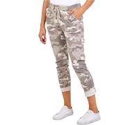 Women’s Army Trousers Italian Camouflage Print Ladies Pants High Waist Magic Trousers Casual Stretchy Joggers Active Yoga Lagenlook Style Drawstrings Belt UK 10-22 (Army Stone, UK 10)