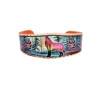 Women’s Artisan Copper Wolf Bracelets for Women Feature Open-ended Adjustable Bracelets Cuff - Wolf Howling at the Moon Jewelry, Wolf Gifts for Her