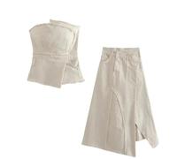 Women’s Asymmetric Ragged Edge Tight Top and High Waist Skirt Set