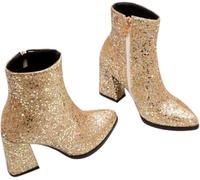 Women’s Autumn Heel Sequined Ankle Boots Pointed Toe Side Zipper Gold Size 40 Stylish Female Short Rough Heel Shoes Reliable Performance, Ergonomic Design, Versatile Application Halloween Cosplay M...
