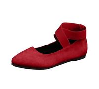 Women‘s Ballet Flats & Pumps Elastic Crisscross Strap Block Heels Flat Shoes Ladies Ballerina Ankle Elastic Crossing Strap Round Toe Comfy Slip-On Wedge Pump