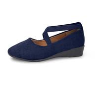 Women‘s Ballet Flats & Pumps Elastic Crisscross Strap Block Heels Flat Shoes Ladies Ballerina Ankle Elastic Crossing Strap Round Toe Comfy Slip-On Wedge Pump