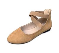 Women‘s Ballet Flats & Pumps Elastic Crisscross Strap Block Heels Flat Shoes Ladies Ballerina Ankle Elastic Crossing Strap Round Toe Comfy Slip-On Wedge Pump