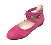 Women‘s Ballet Flats & Pumps Elastic Crisscross Strap Block Heels Flat Shoes Ladies Ballerina Ankle Elastic Crossing Strap Round Toe Comfy Slip-On Wedge Pump