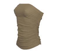 Women’s Bandeau Neck Sheering Boob Tube Top Printed Plain Shirt Ladies Summer Wear Sleeveless Strapless Tee Top Street Wear Casual Tops Plus Size UK 8-26 Mocha