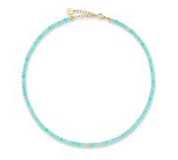 Women’s Beaded Necklace Made from Genuine Faceted Natural Gemstones 4mm | Adjustable Amazonite Necklace with 18K Gold Plating (40-45 cm) | Waterproof Boho Necklace (Turquoise)