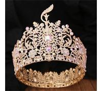 Women’S Big Round Crystal Pageant Crown A Grand International Style Tiara Hair Accessory For Dedicated Fans And Collectors