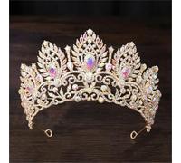 Women’S Big Royal Queen Wedding Crown With AB Color Rhinestones A Crystal Banquet Tiara For Party And Costume